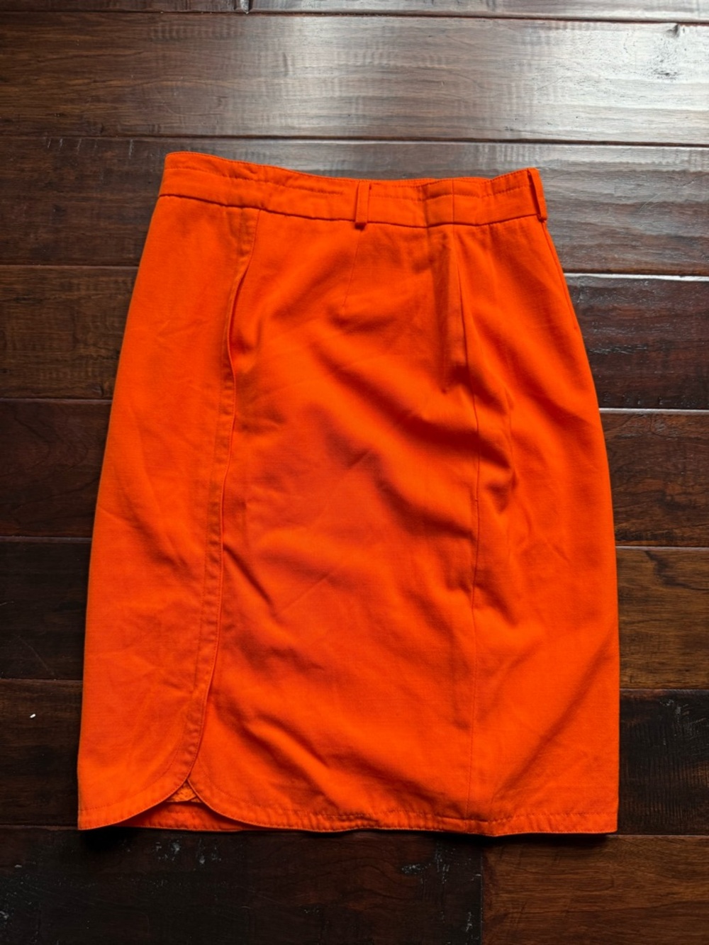 Escada Vintage 80s Wool Pencil Skirt West Germany Bright Orange Designer